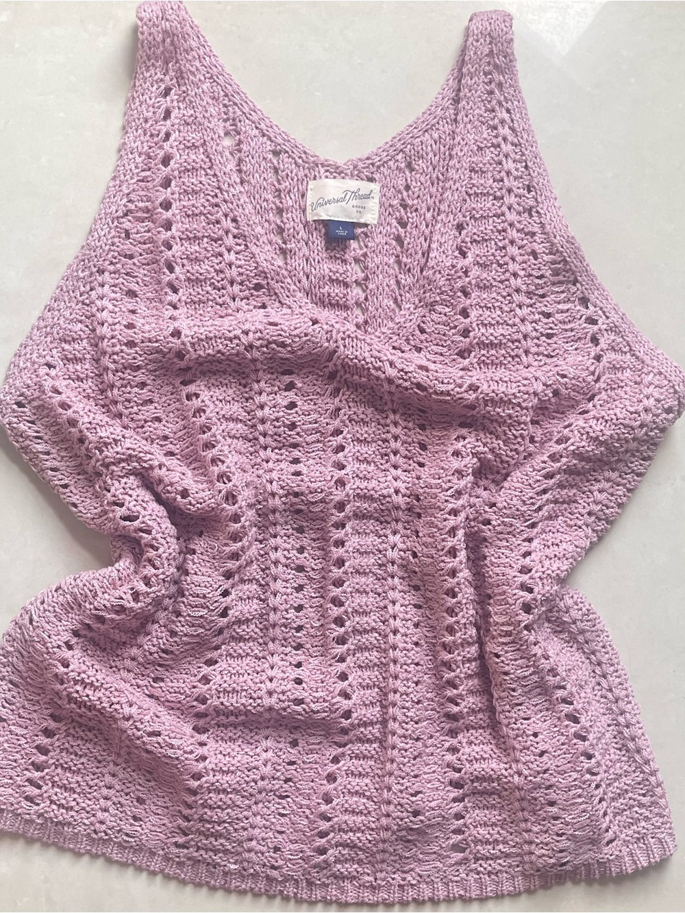 Mauve Open-Knit V-Neck Sweater Vest and/or Tanktop